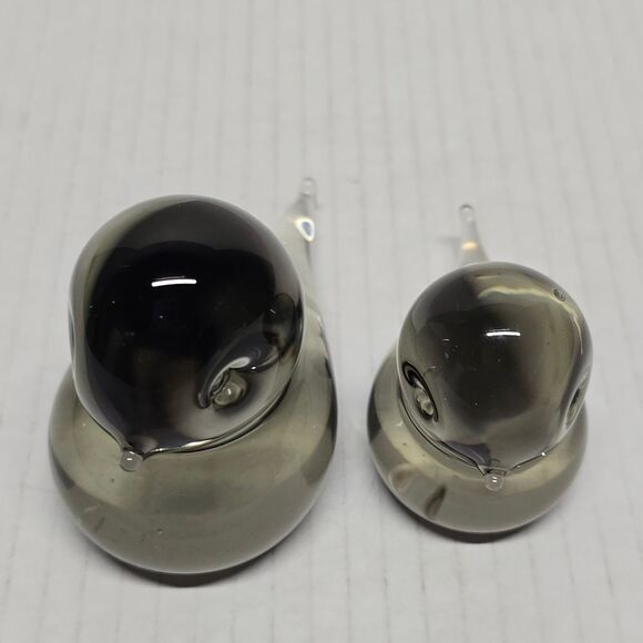 Reijmyre Glasbruk Sweden Smokey Gray Crystal Glass Bird Figurines Set Of 2 - Picture 9 of 9